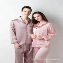 in stock wholesale two piece luxury pure real  mulberry ice women womens pajama100%silk satin pajamas dress set